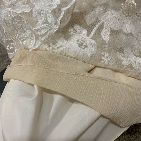 Custom Long Sleeves Embroidered Floral Lace With Sequins and Crystal Beads Gown - Picture 15 of 16